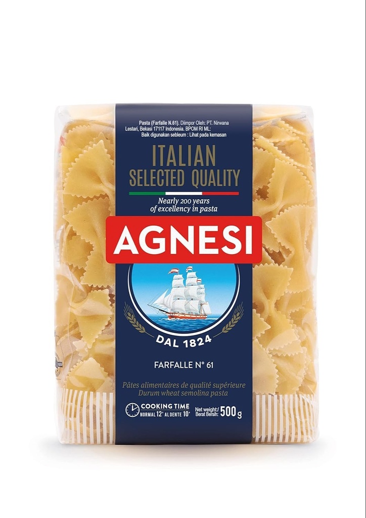 [IG- AGNESI-FARFALE PASTA-500GM] Agnesi-Farfale Pasta-500Gm